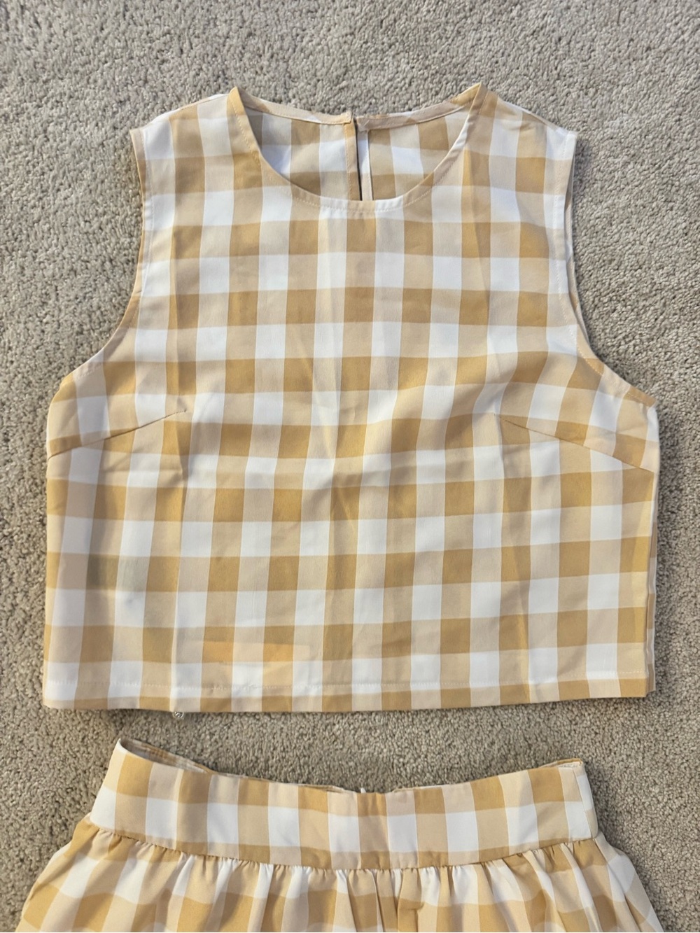 Commense Yellow Gingham Maxi Skirt Set - Picture 9 of 13